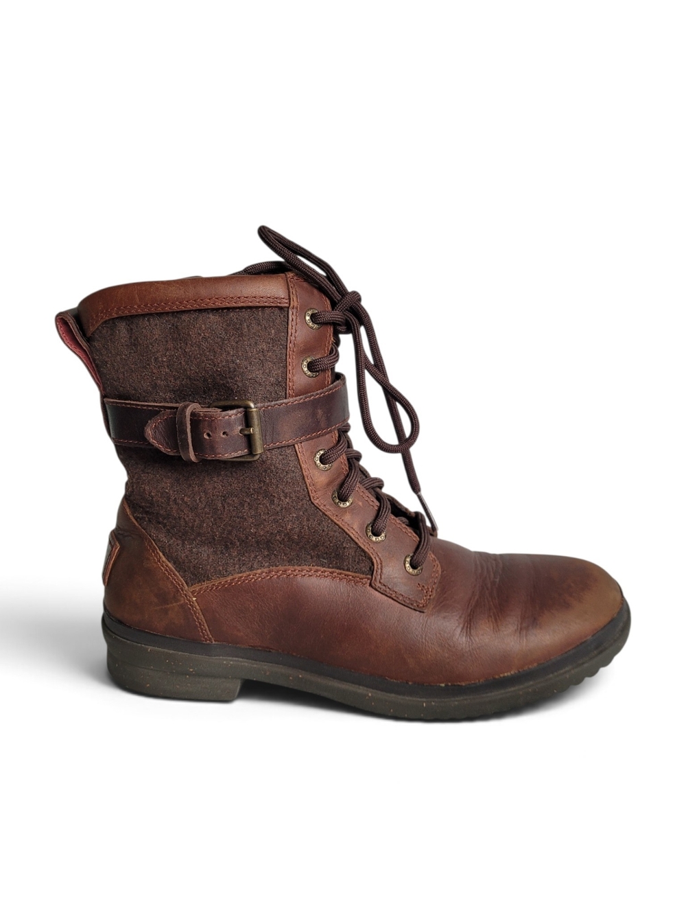 UGG Kesey Waterproof Ankle Boots Chestnut Brown Lace-up And Zippers 7.5